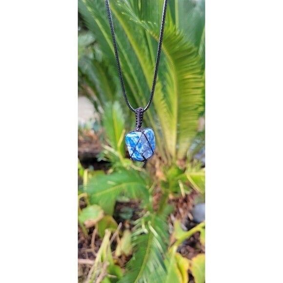 Lapis Lazuli Tumbled Gemstone Corded Pendant - Picture 6 of 7